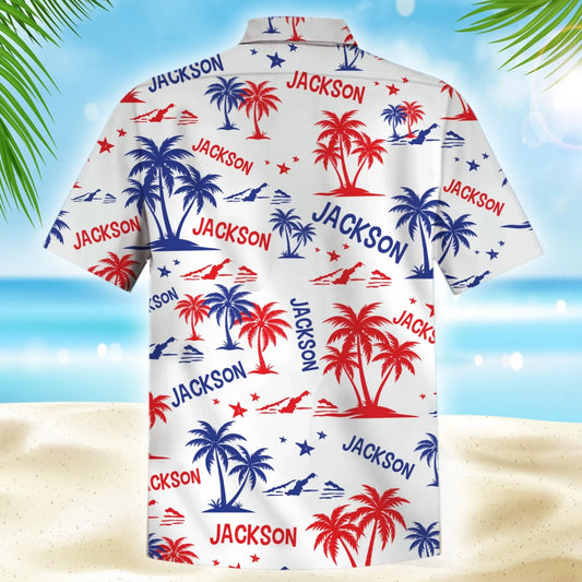 Custom Name Hawaiian Shirt – Tropical American Print, Custom Choo