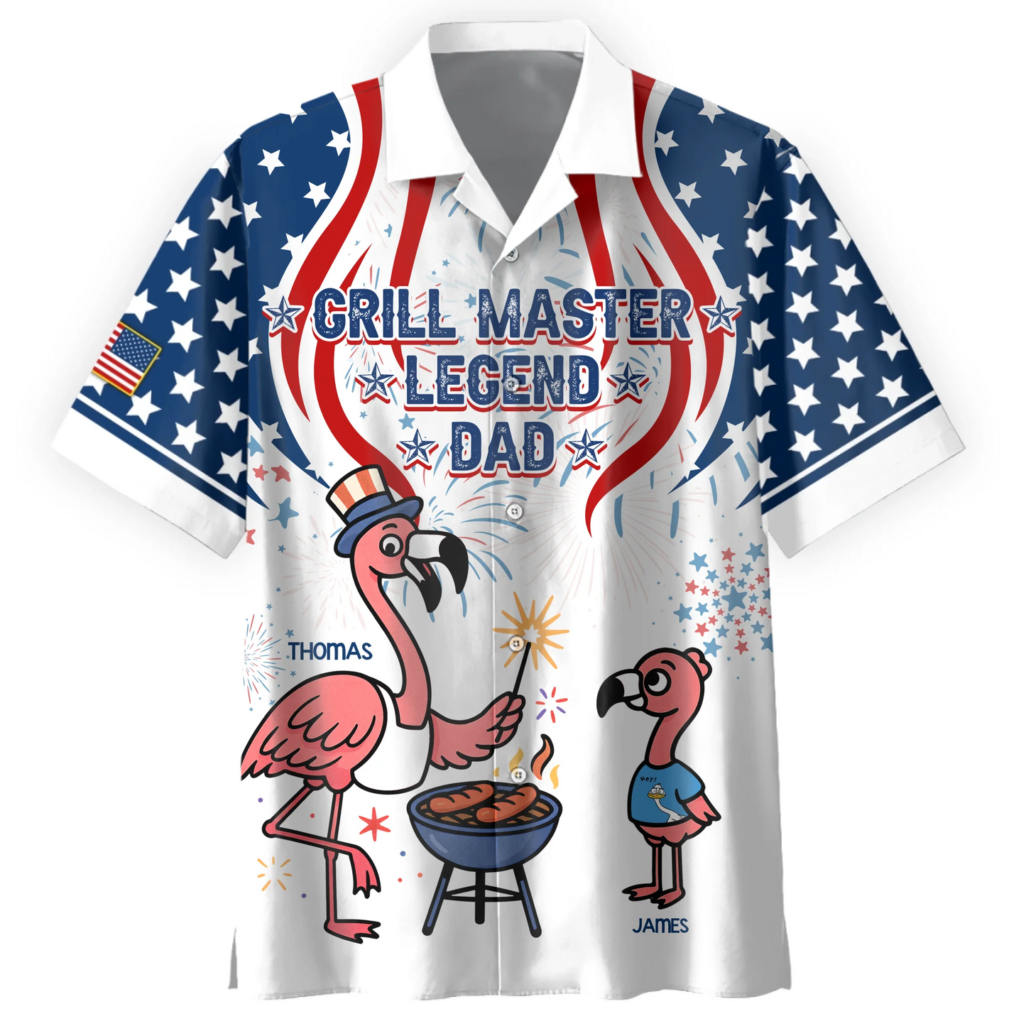 BBQ Dad's, Personalized Flamingo Dad's & Kid's Hawaiian Shirt, Grill Master Legend Dad's Hawaiian Shirt - Custom Choo
