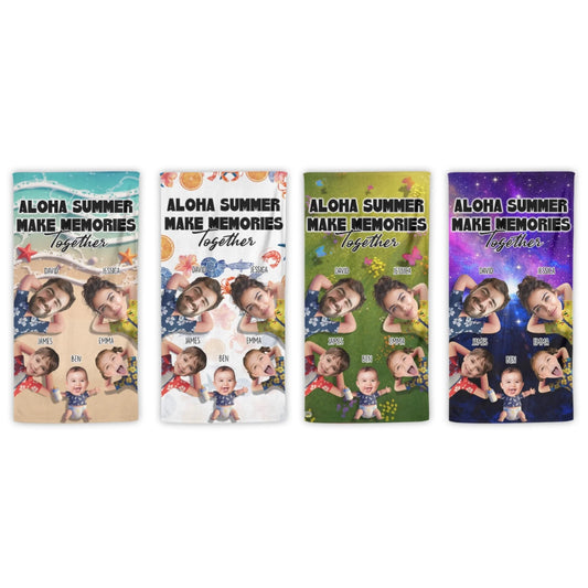 Make Memories Together – Personalized Beach Towel with Photo & Name, Custom Choo