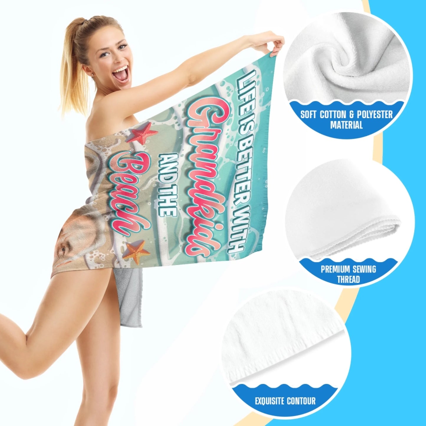 Life Is Better With Grandkids And The Beach – Personalized Beach Towel - Custom Choo