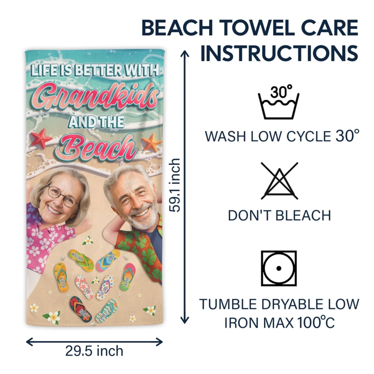 Life Is Better With Grandkids And The Beach – Personalized Beach Towel - Custom Choo
