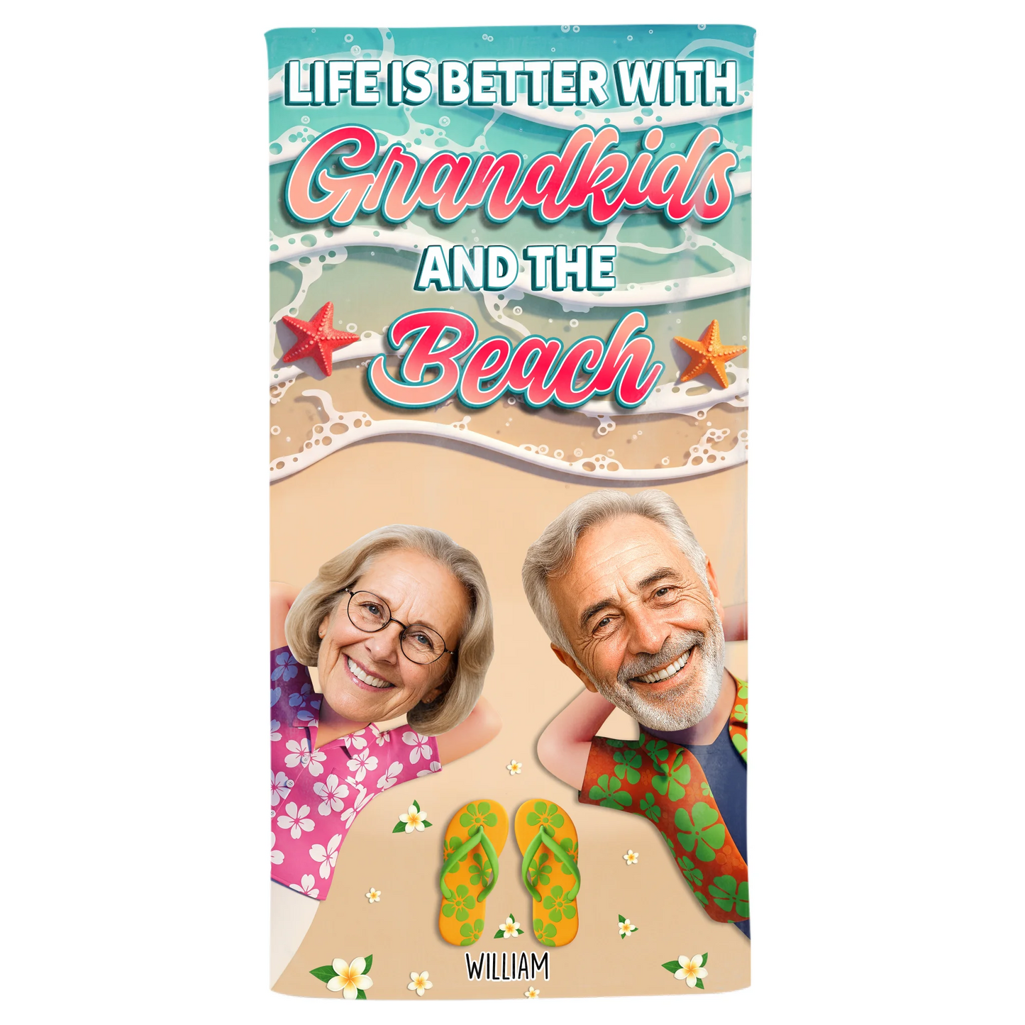 Life Is Better With Grandkids And The Beach – Personalized Beach Towel - Custom Choo