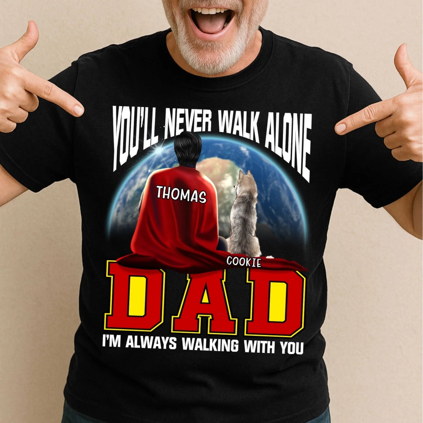 Personalized Super Dog Dad T-Shirt – Always By Your Side, Custom Choo