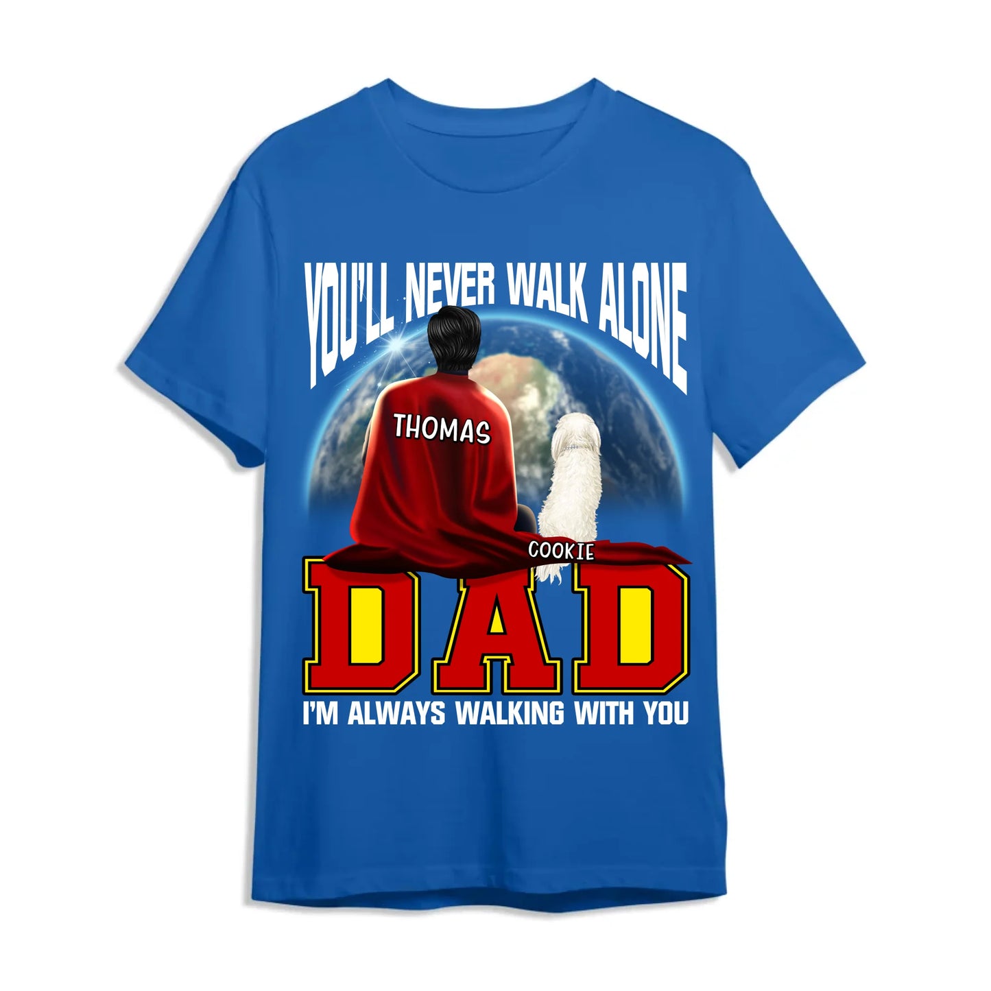 Personalized Super Dog Dad T-Shirt – Always By Your Side, Custom Choo