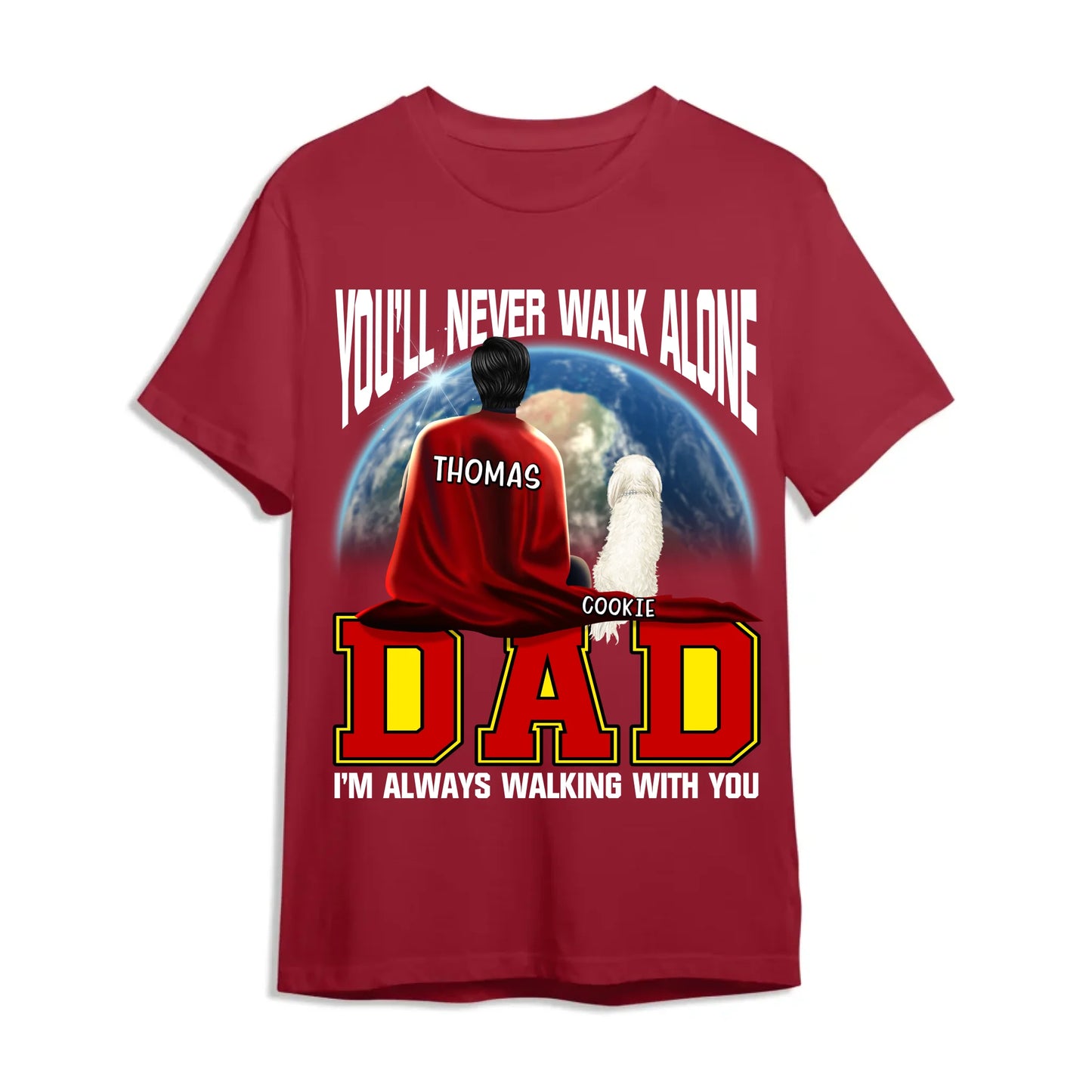 Personalized Super Dog Dad T-Shirt – Always By Your Side, Custom Choo