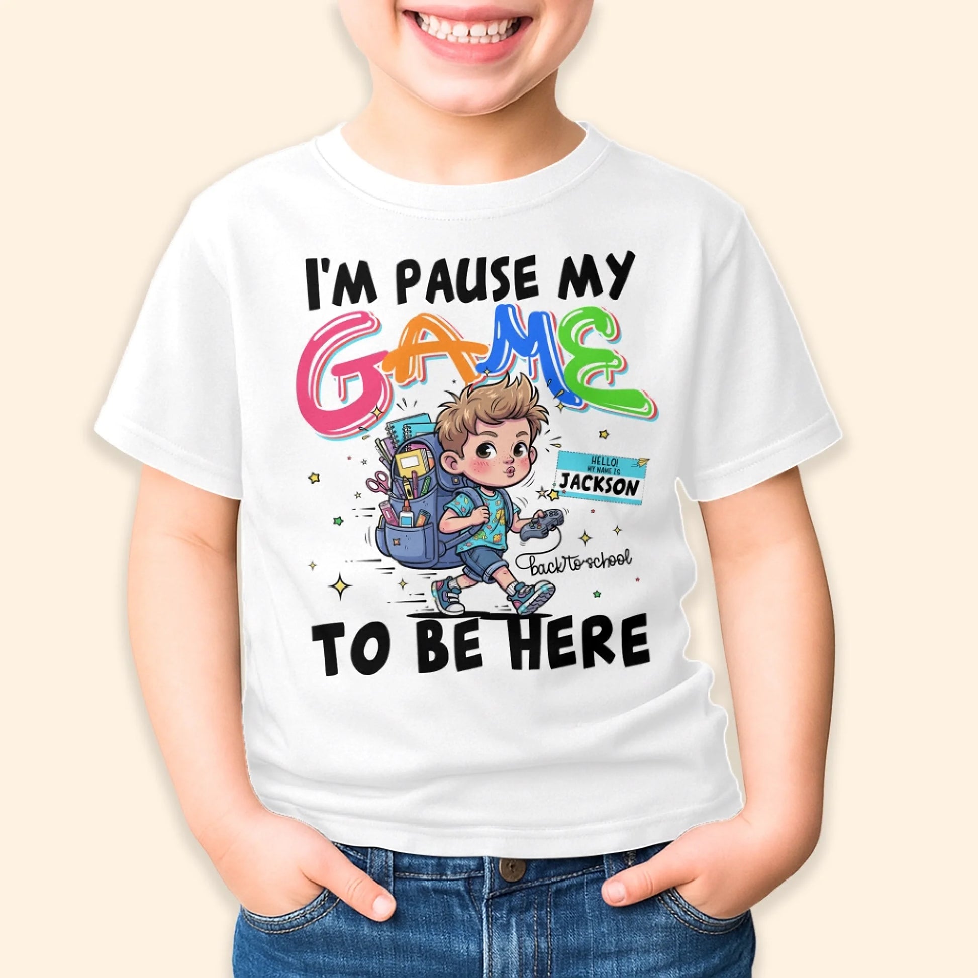 I'm Pause My Game To Be Here - Custom Kid's Name, Custom Choo