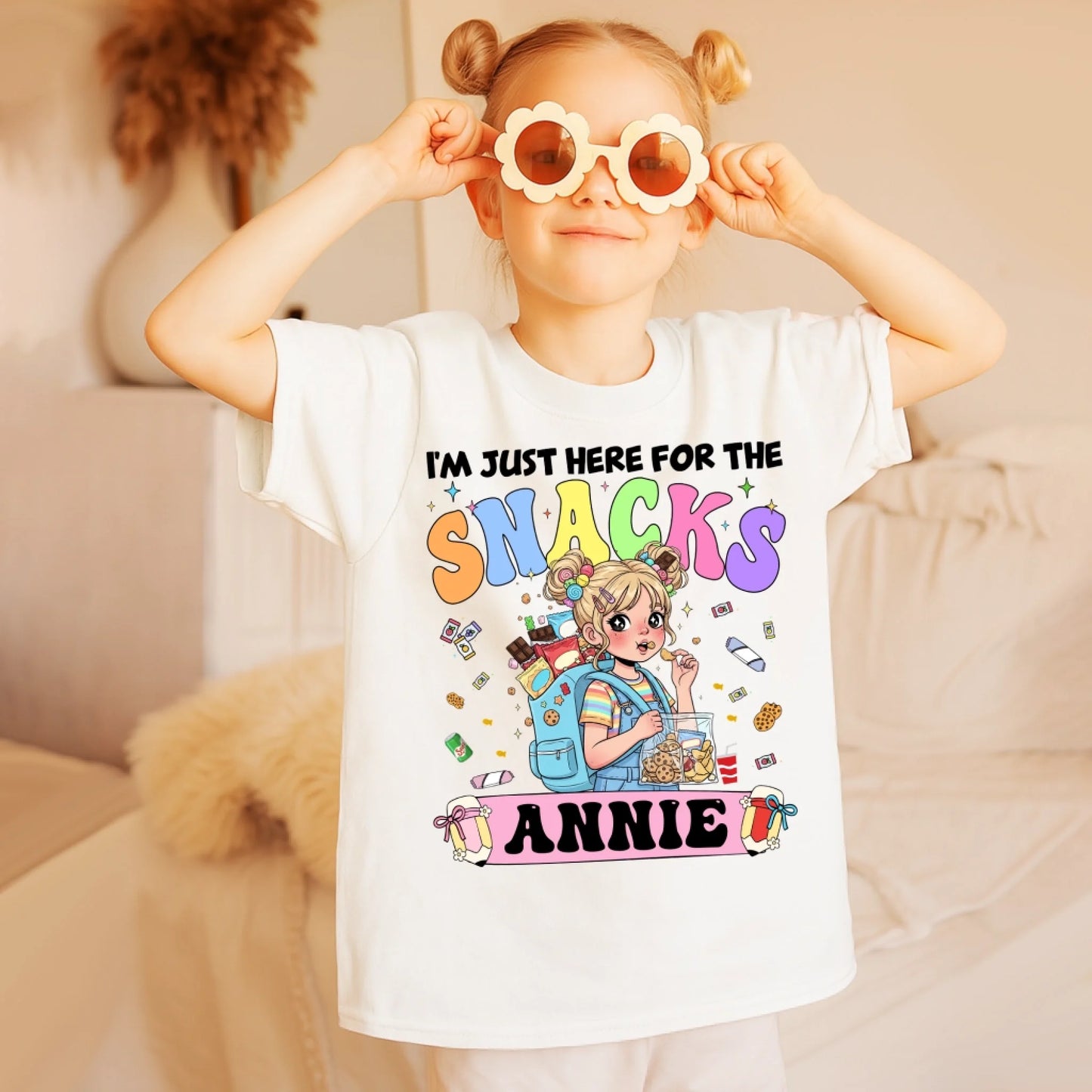 Funny I'm Just Here For The Snacks - Custom Kid's Name - Custom Choo