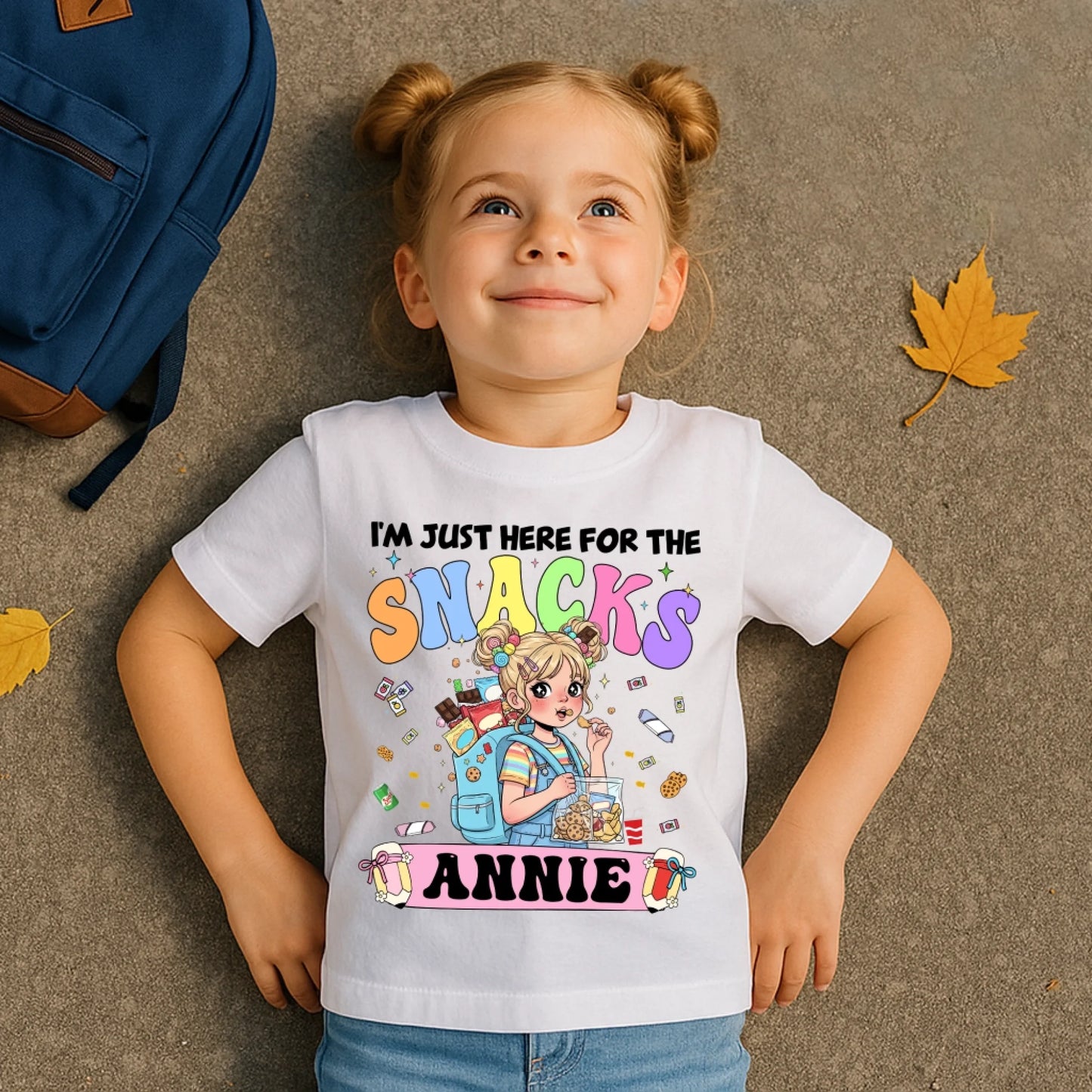 Funny I'm Just Here For The Snacks - Custom Kid's Name - Custom Choo