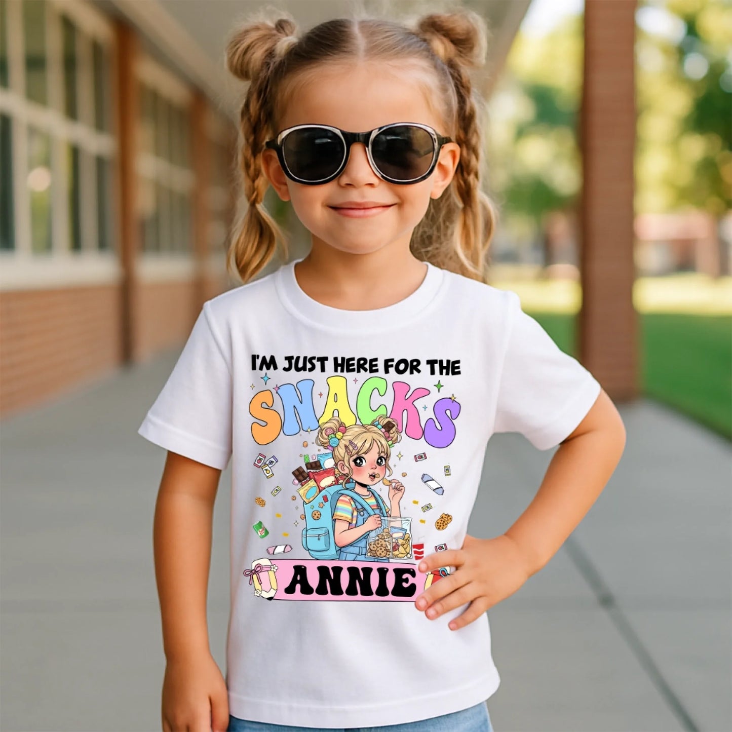 Funny I'm Just Here For The Snacks - Custom Kid's Name - Custom Choo