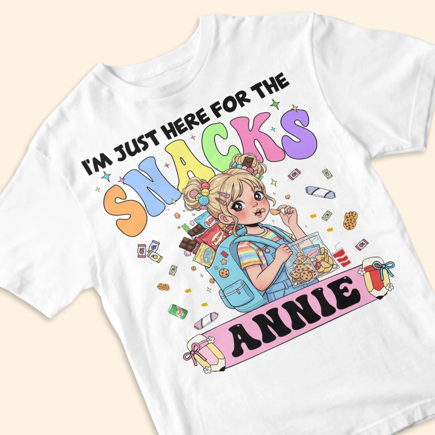 Funny I'm Just Here For The Snacks - Custom Kid's Name - Custom Choo