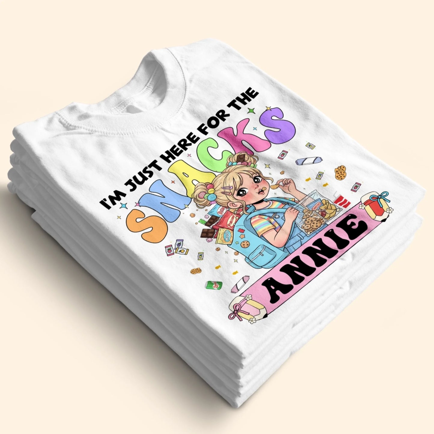 Funny I'm Just Here For The Snacks - Custom Kid's Name - Custom Choo