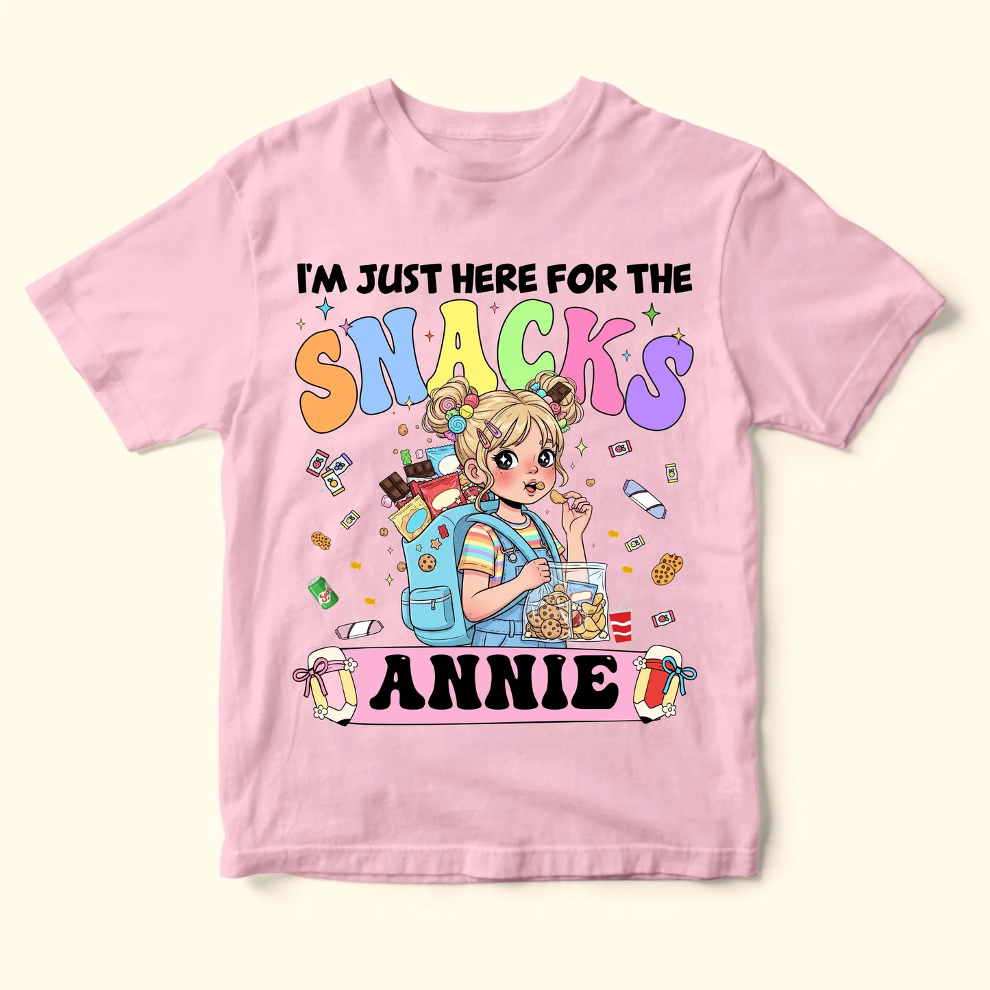 Funny I'm Just Here For The Snacks - Custom Kid's Name - Custom Choo
