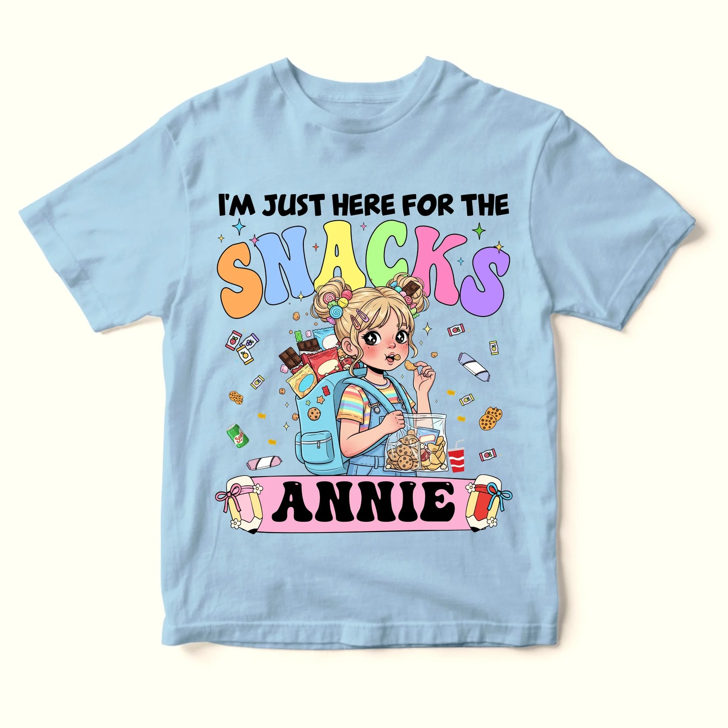 Funny I'm Just Here For The Snacks - Custom Kid's Name - Custom Choo