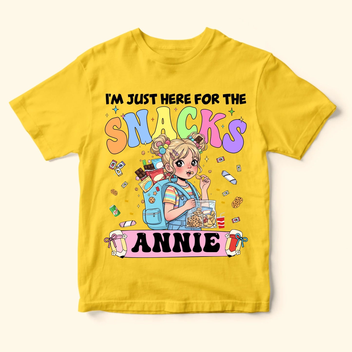 Funny I'm Just Here For The Snacks - Custom Kid's Name - Custom Choo