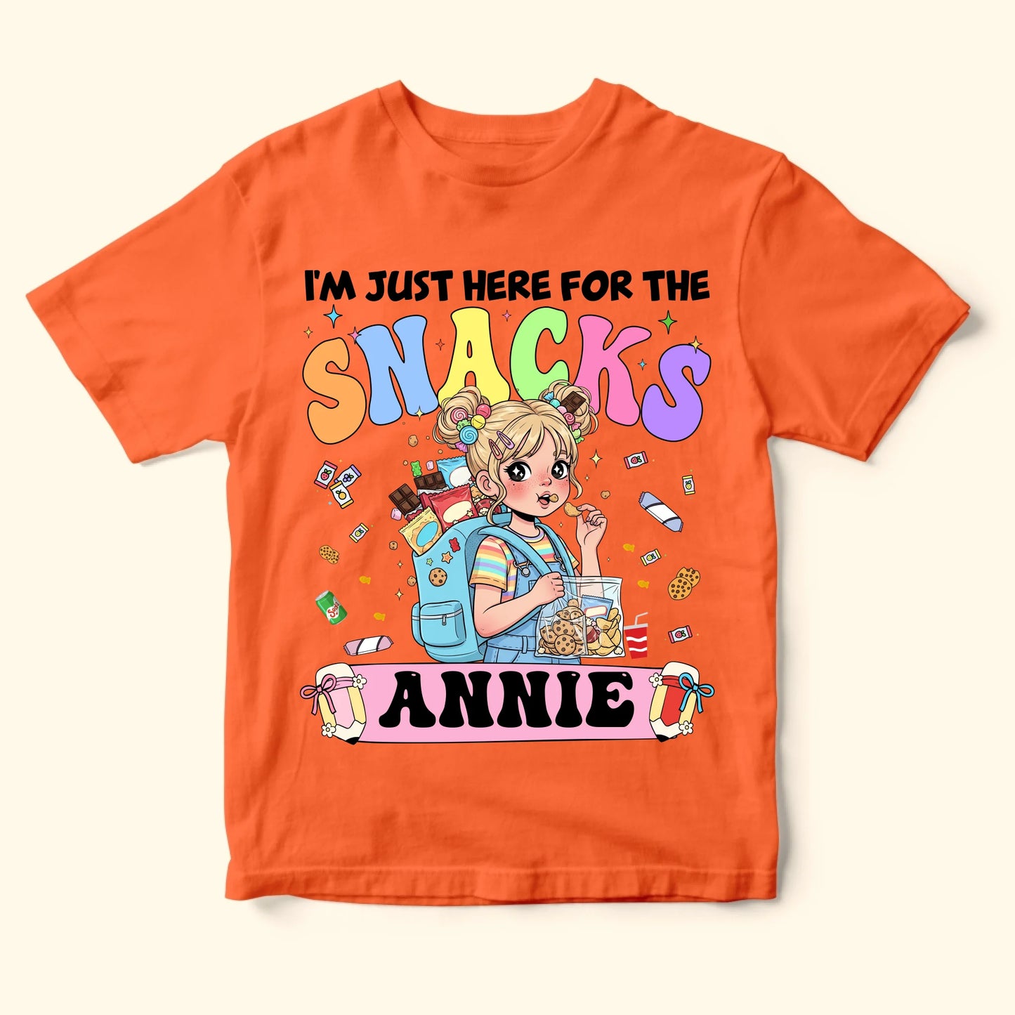 Funny I'm Just Here For The Snacks - Custom Kid's Name - Custom Choo