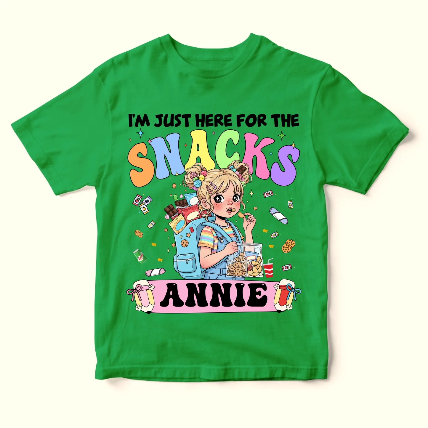Funny I'm Just Here For The Snacks - Custom Kid's Name - Custom Choo