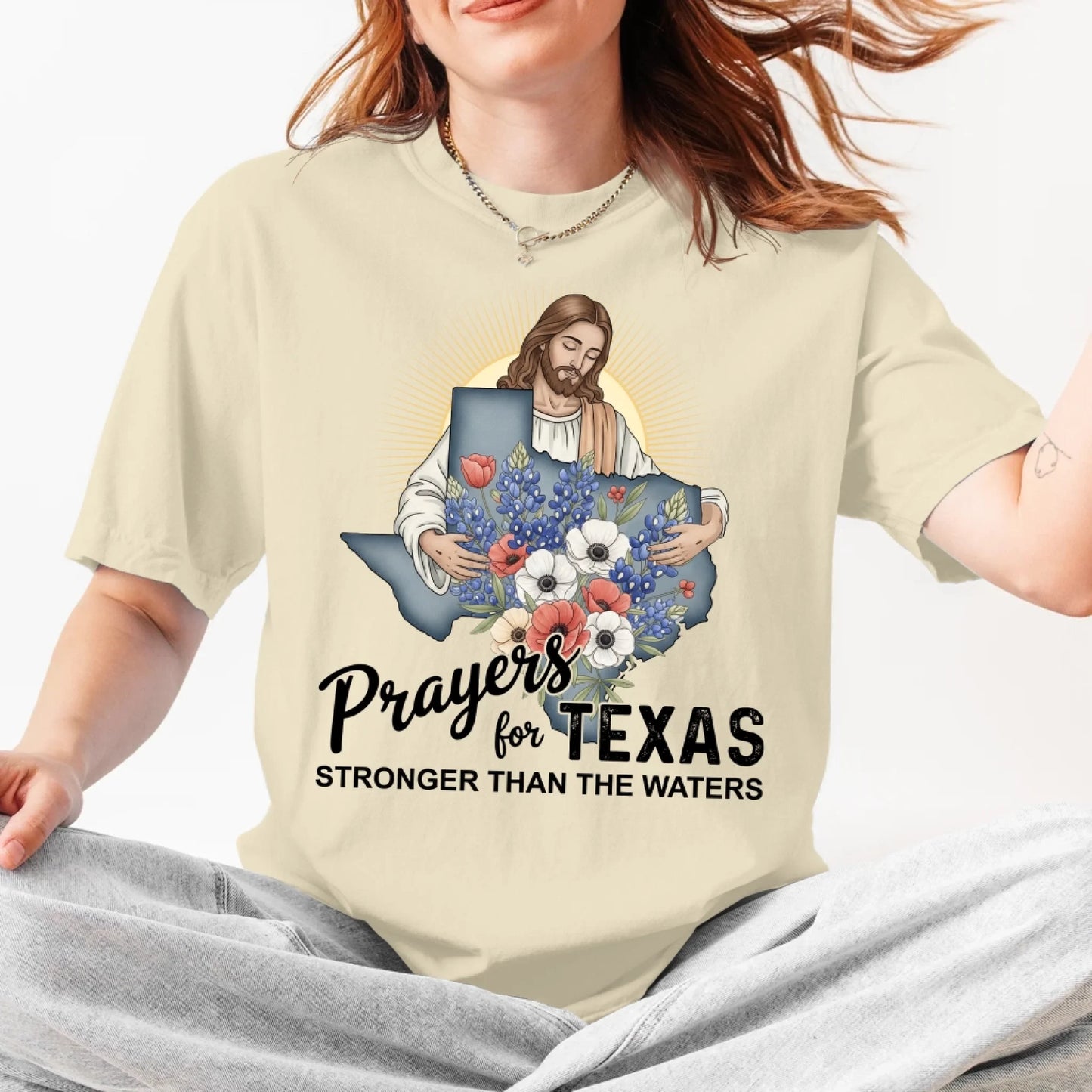 Stronger Than The Waters - Pray For Texas T-Shirt - Custom Choo