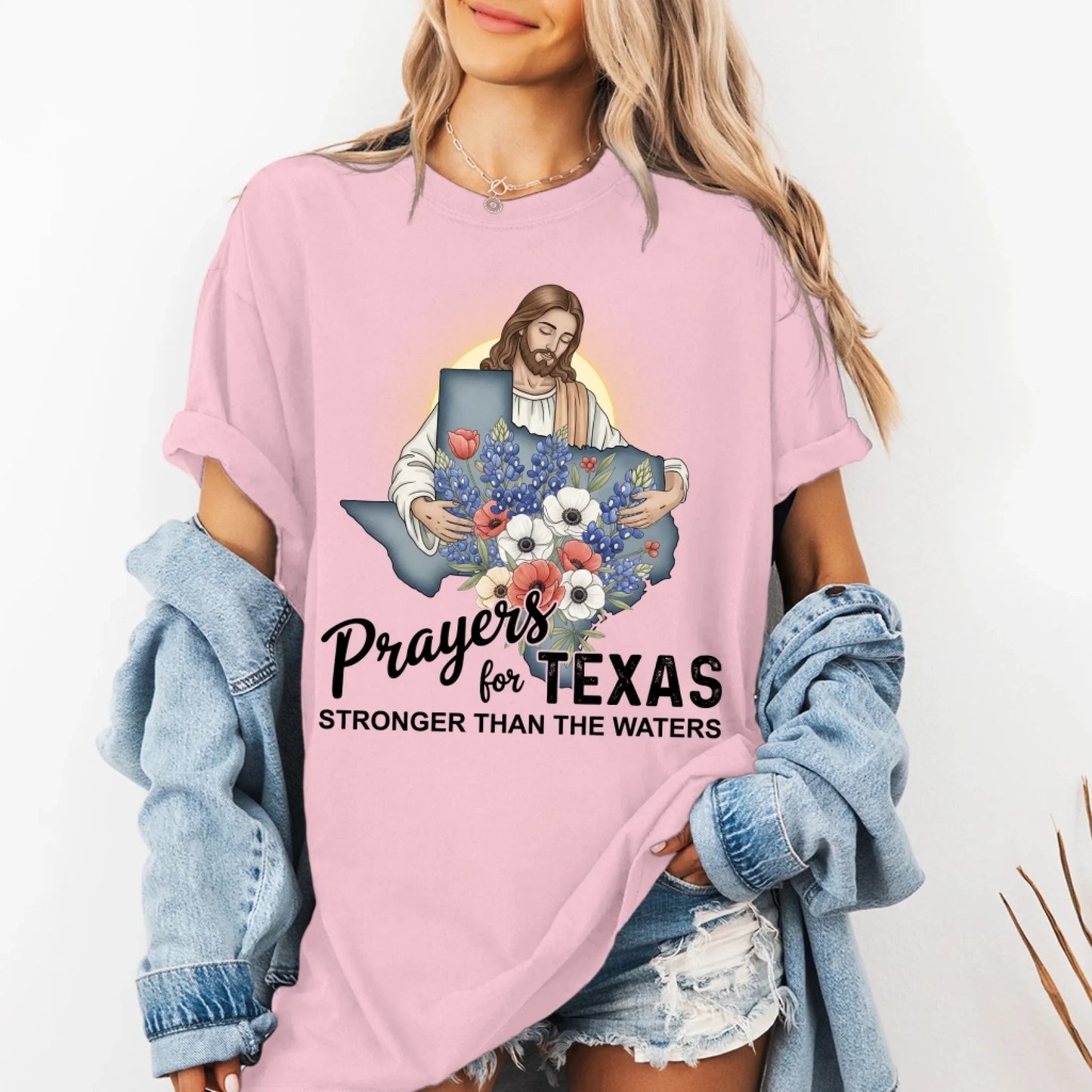 Stronger Than The Waters - Pray For Texas T-Shirt - Custom Choo