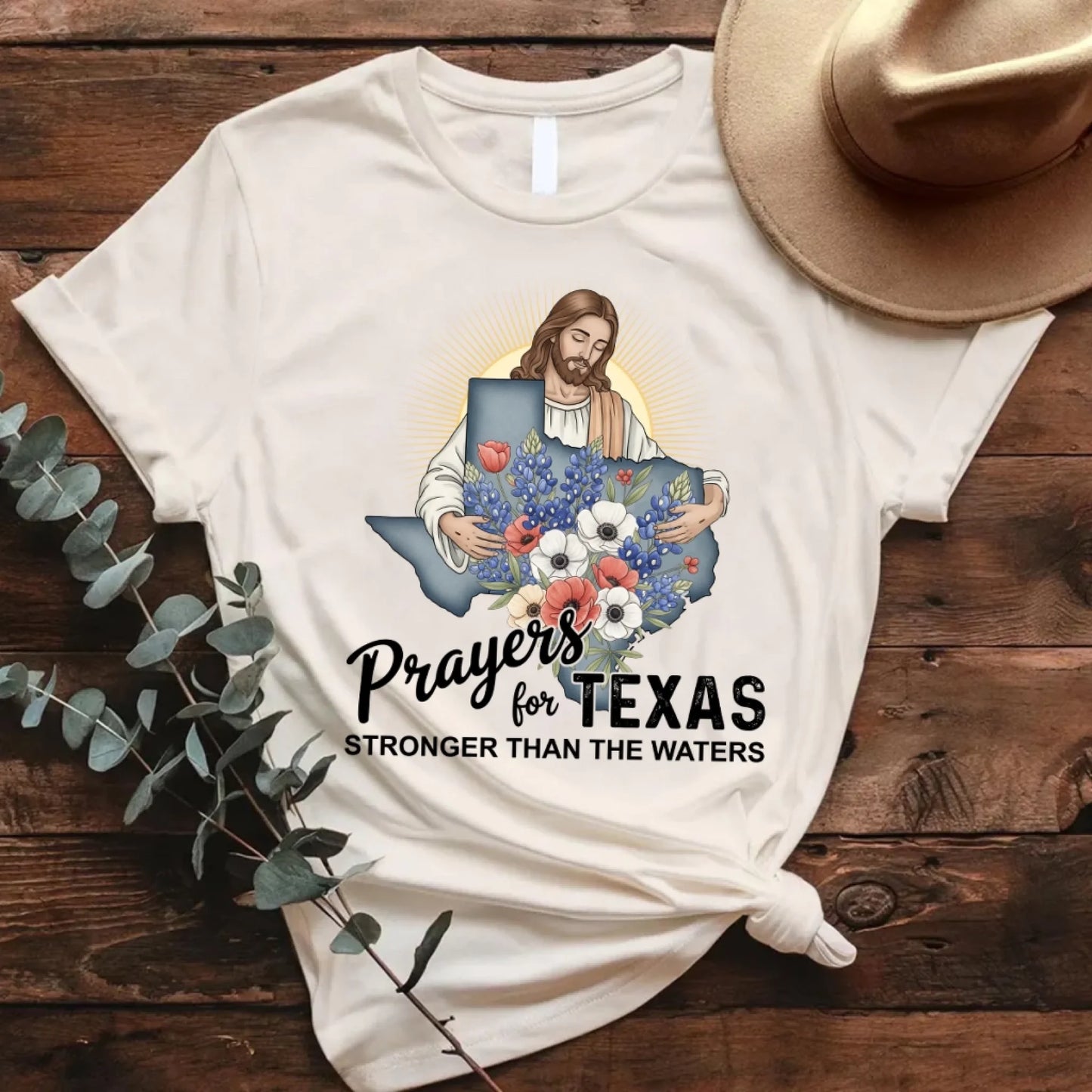Stronger Than The Waters - Pray For Texas T-Shirt - Custom Choo