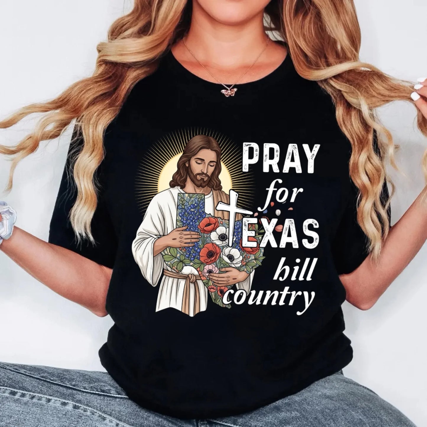 God Bless Texas Stay Safe and Strong - Pray for Texas T-Shirt - Custom Choo