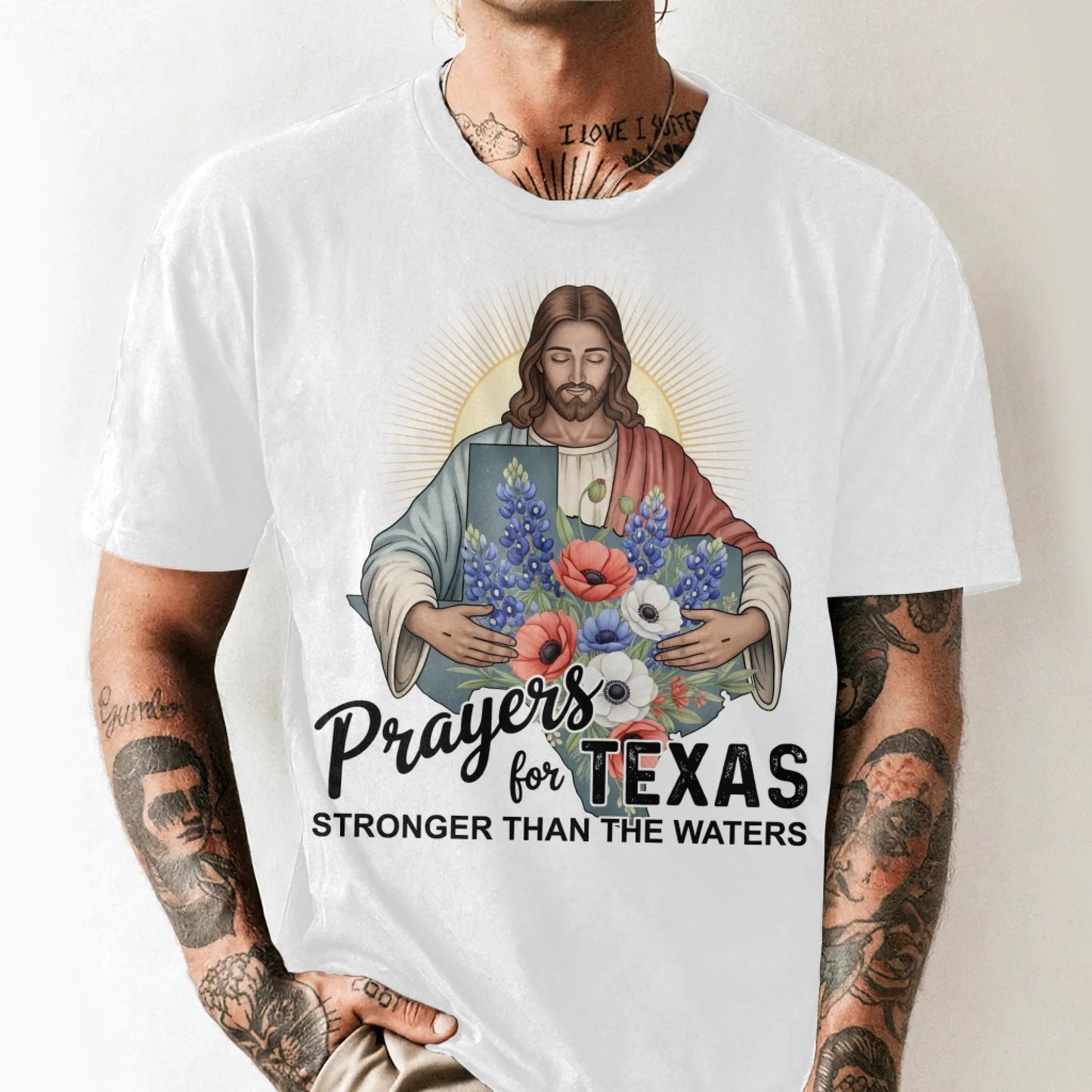 Jesus Watches Over Texas - Pray for Texas T-Shirt - Custom Choo