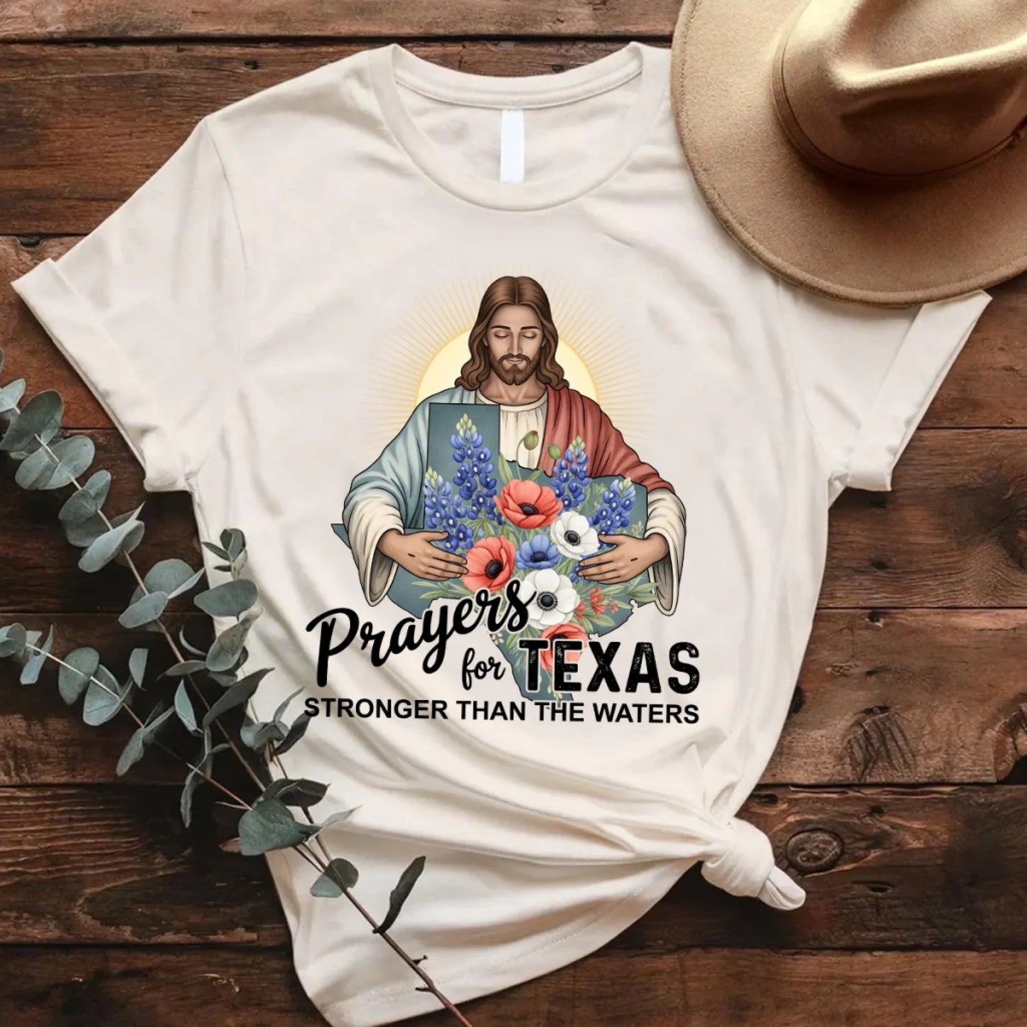 Jesus Watches Over Texas - Pray for Texas T-Shirt - Custom Choo