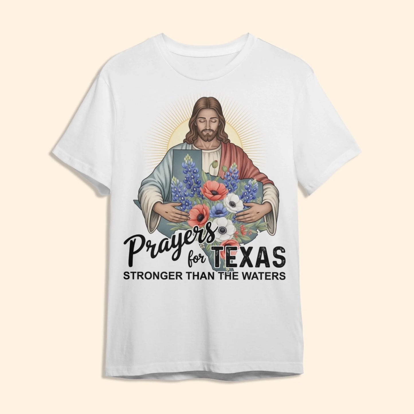 Jesus Watches Over Texas - Pray for Texas T-Shirt - Custom Choo