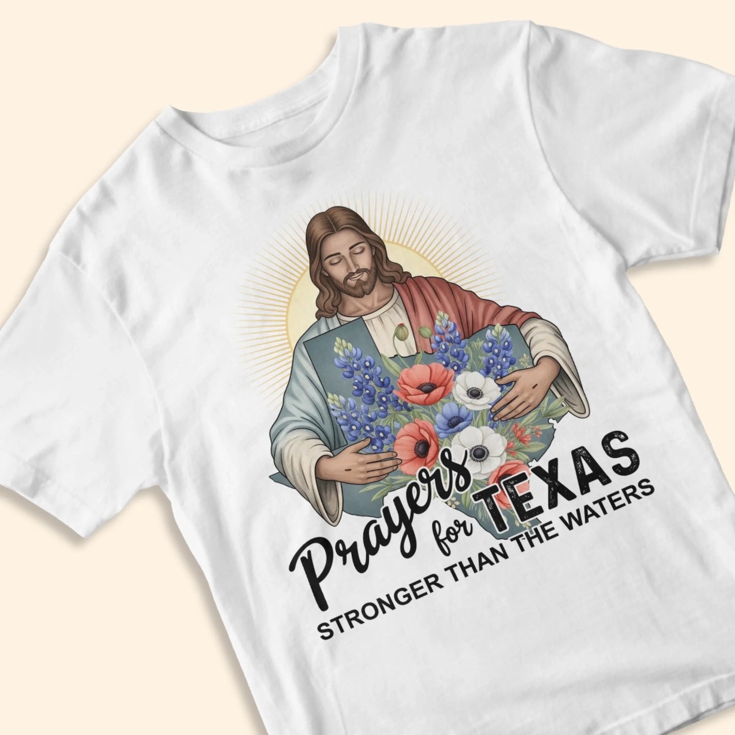 Jesus Watches Over Texas - Pray for Texas T-Shirt - Custom Choo