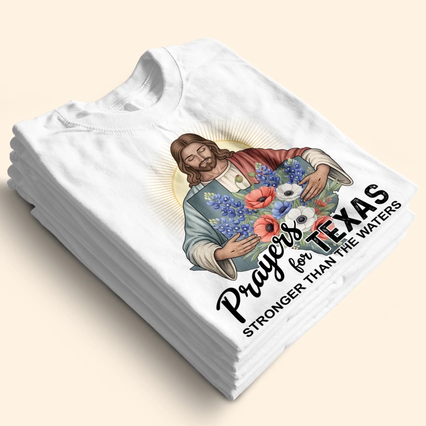 Jesus Watches Over Texas - Pray for Texas T-Shirt - Custom Choo
