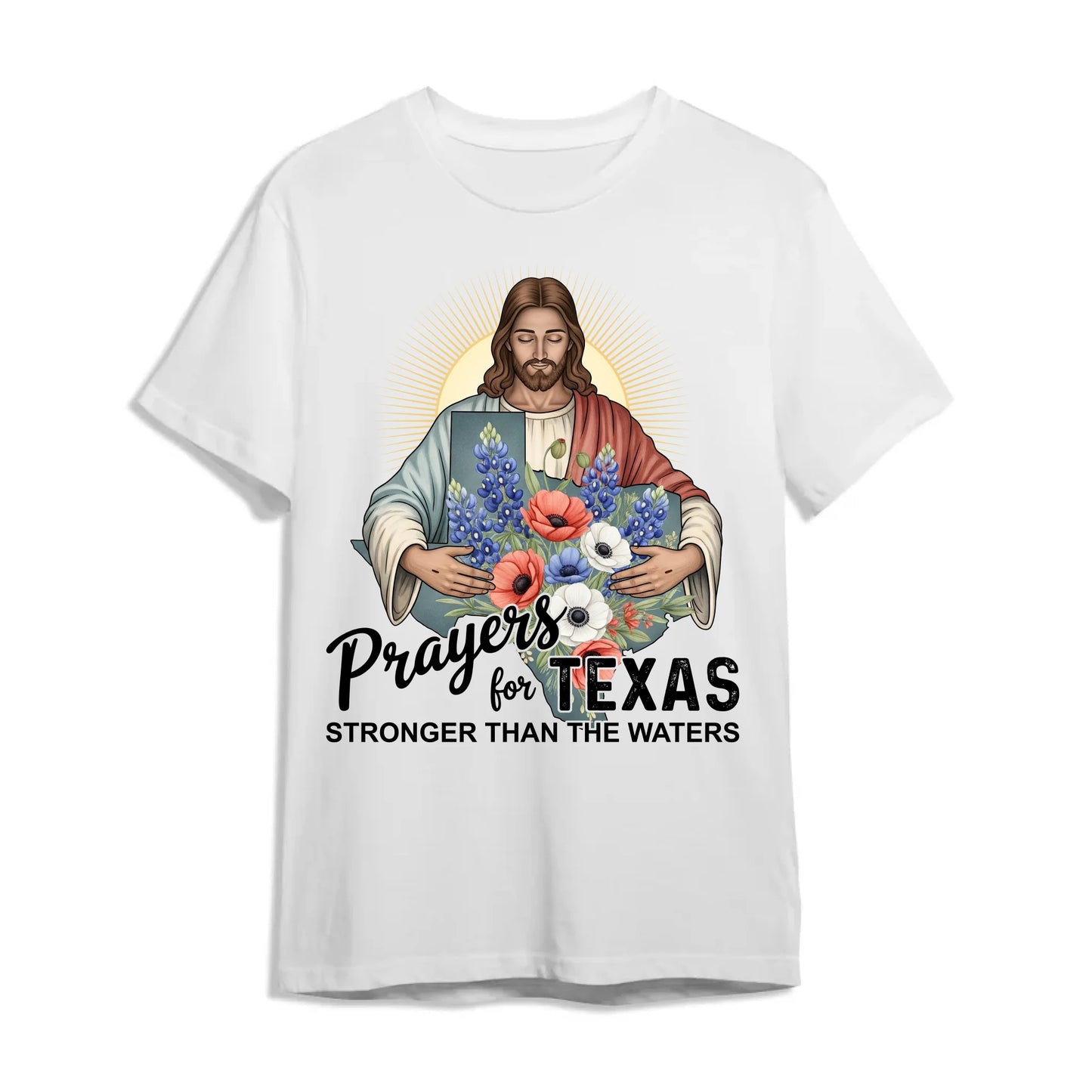 Jesus Watches Over Texas - Pray for Texas T-Shirt - Custom Choo