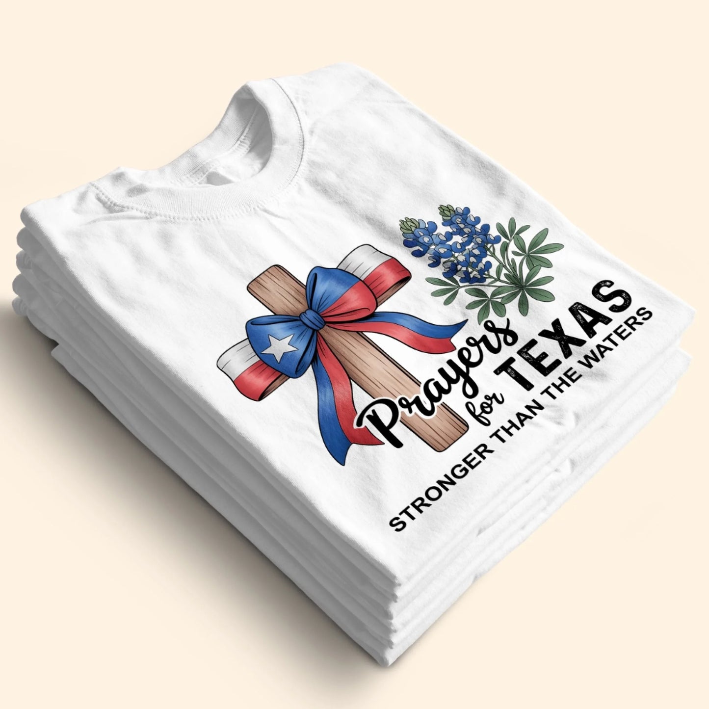 The Cross Prays for Texas – Stronger Than the Water T-Shirt - Custom Choo