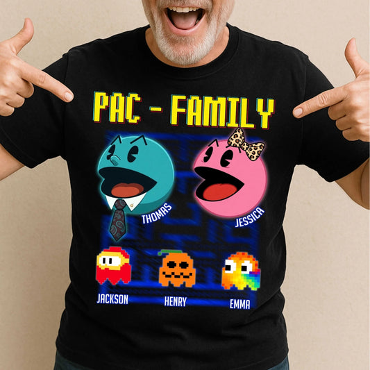 Retro Pac-Family Tee - Custom Your Name & Kids Edition, Custom Choo