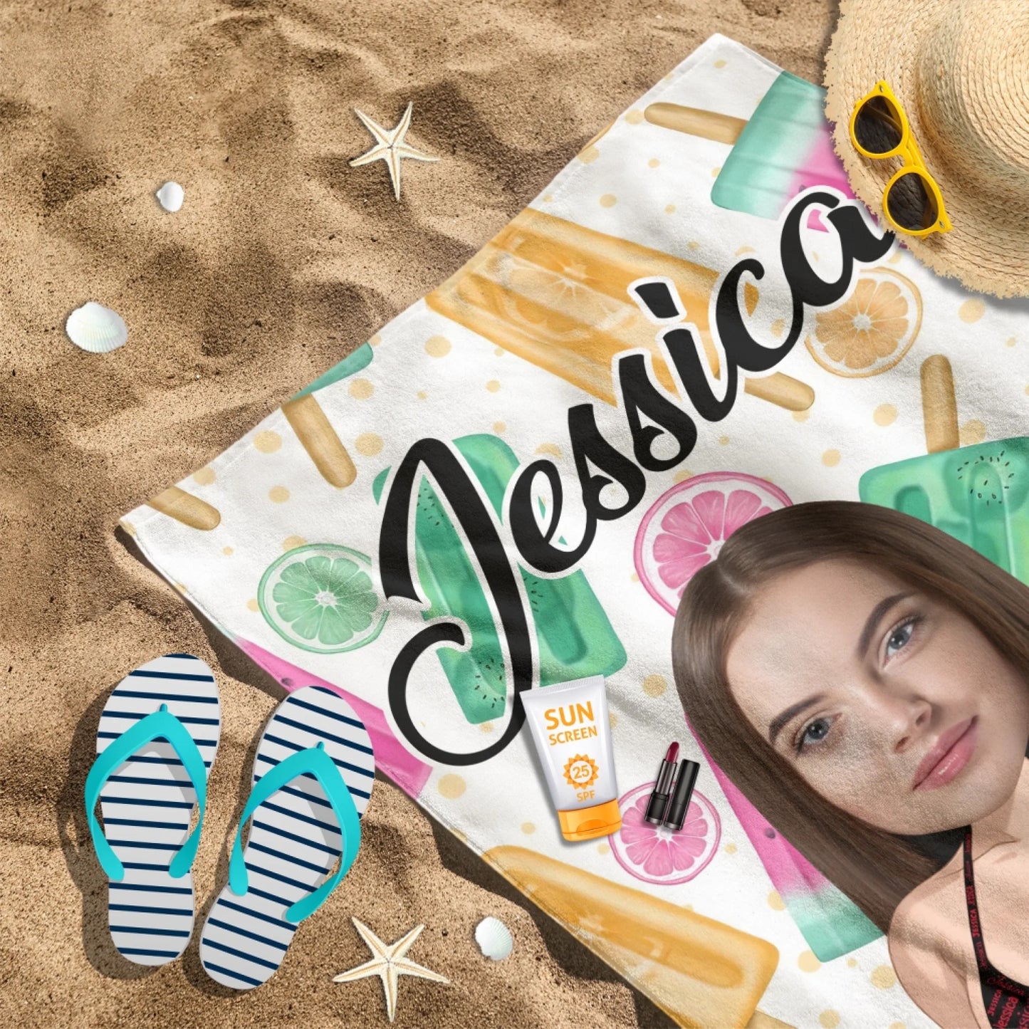 Personalized Funny Beach Towel – Custom Your Face & Name - Custom Choo