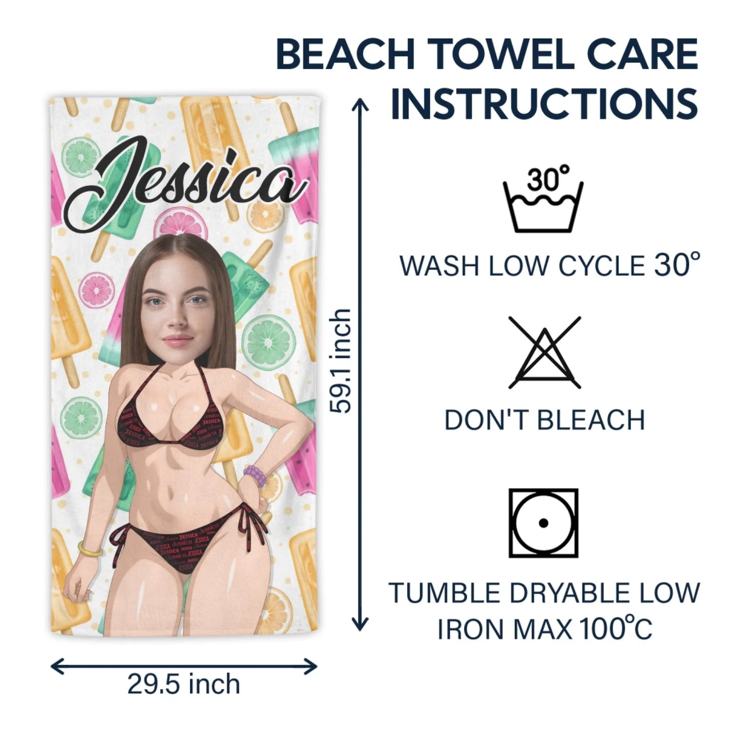 Personalized Funny Beach Towel – Custom Your Face & Name - Custom Choo