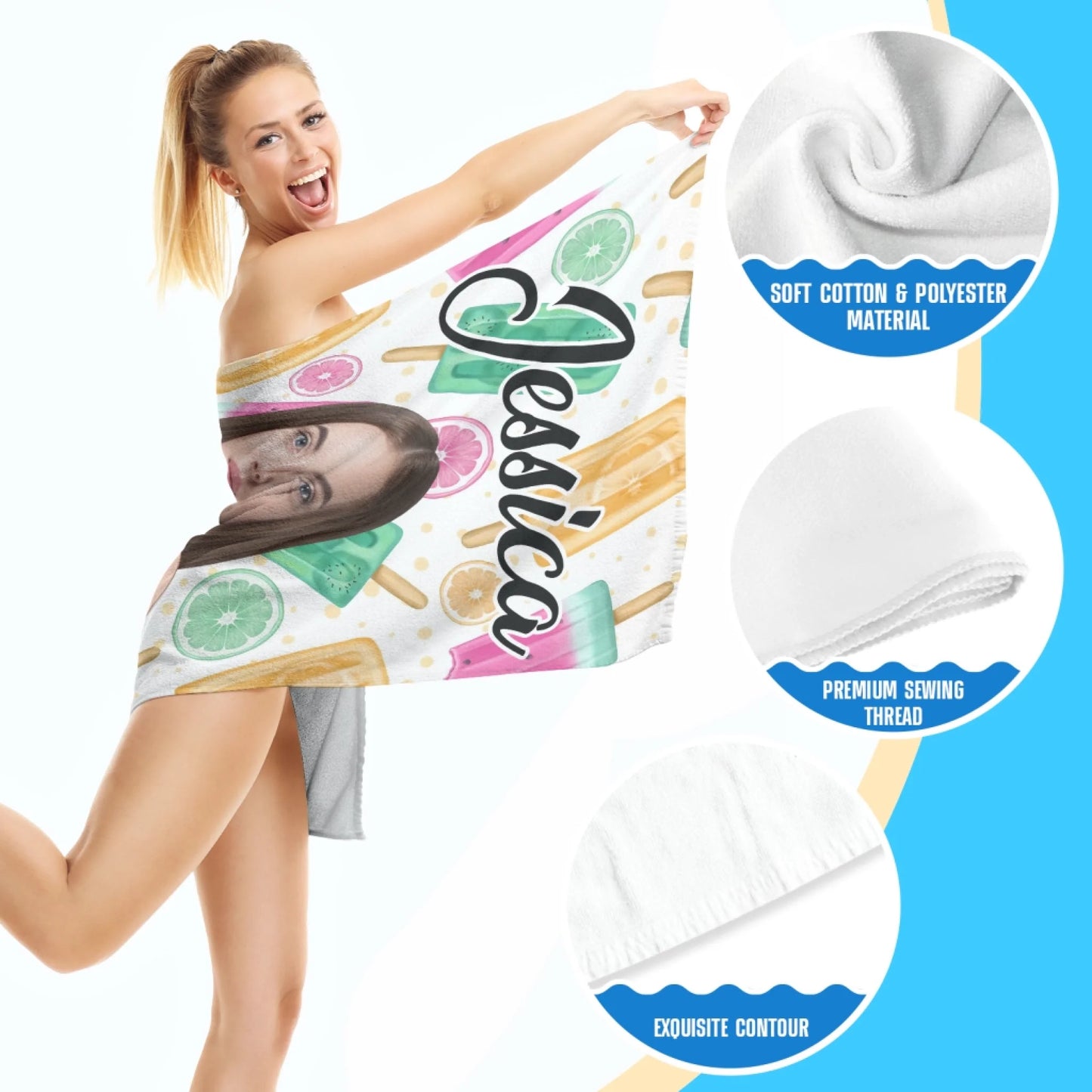 Personalized Funny Beach Towel – Custom Your Face & Name - Custom Choo