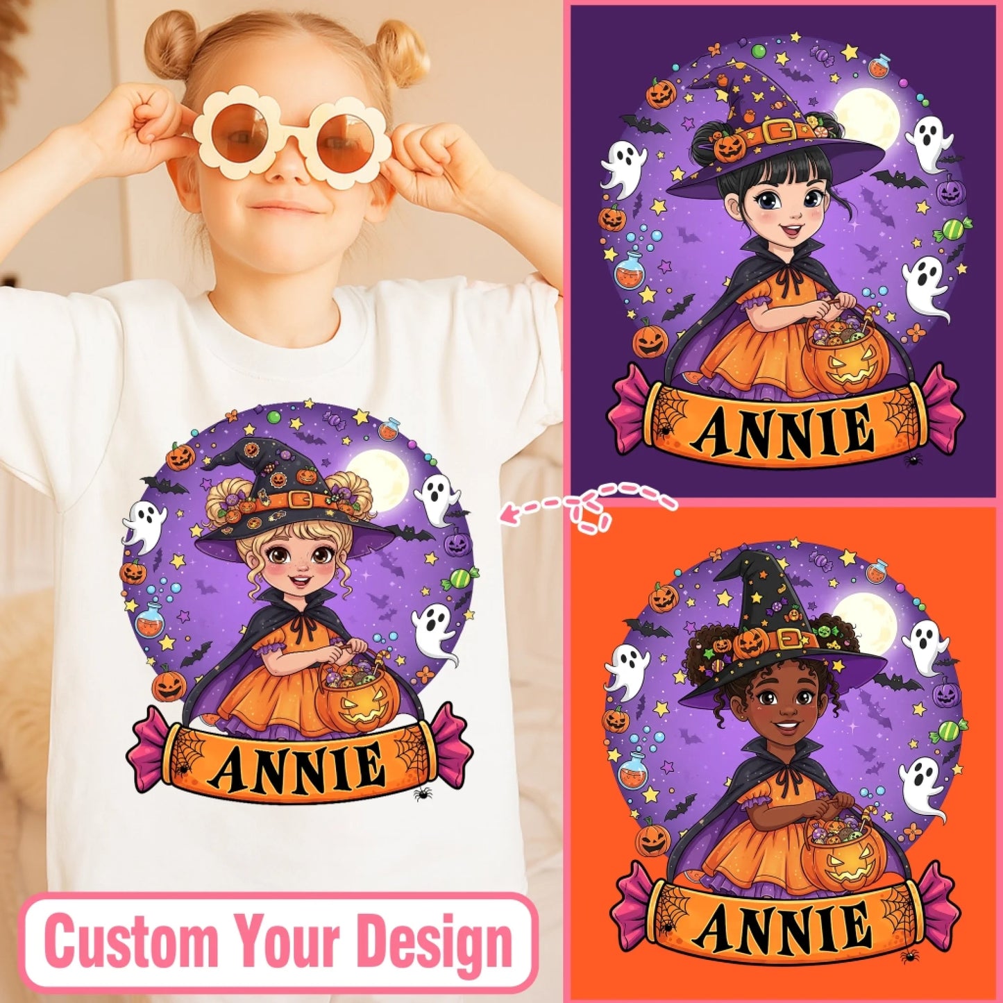 Cutest Little Witch – Personalized Kid’s Name Halloween Shirt - Custom Choo