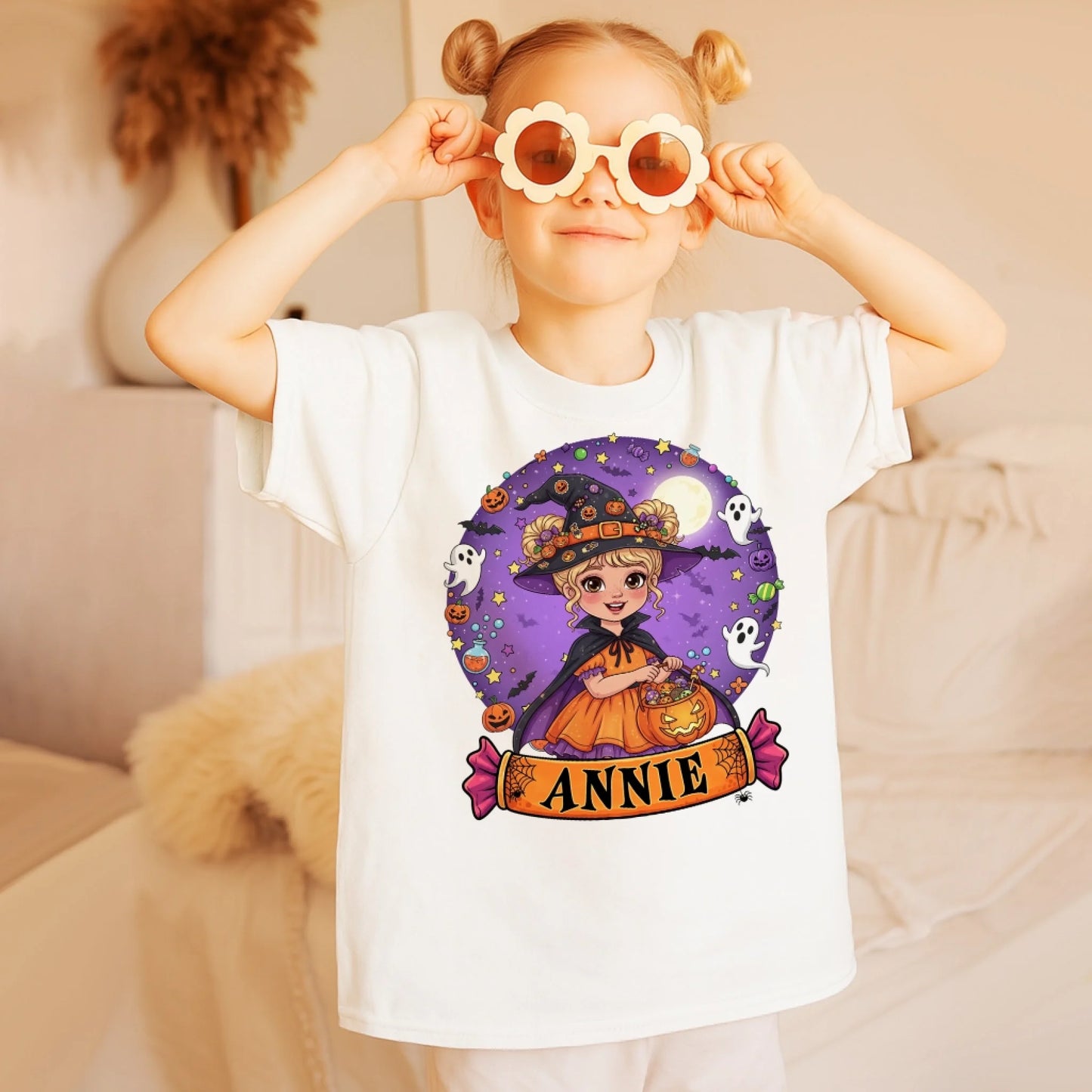 Cutest Little Witch – Personalized Kid’s Name Halloween Shirt - Custom Choo