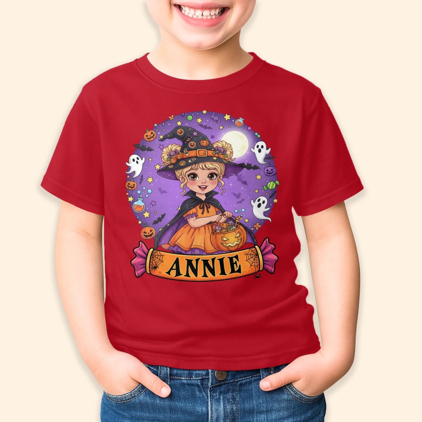 Cutest Little Witch – Personalized Kid’s Name Halloween Shirt - Custom Choo