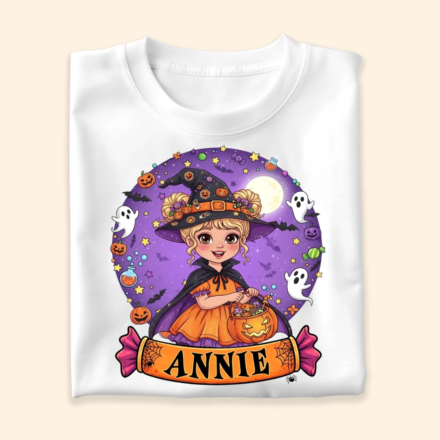 Cutest Little Witch – Personalized Kid’s Name Halloween Shirt - Custom Choo