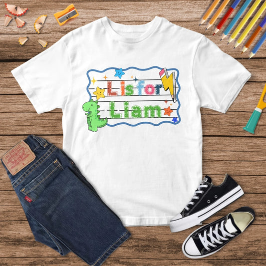 Custom Name Back To School Shirt - T-Rex Shirt, Custom Choo