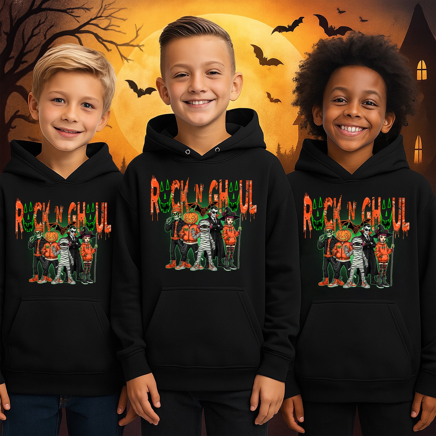 Rock 'N' Ghoul Tee - Rock Band Halloween Youth Hoodie Kid
