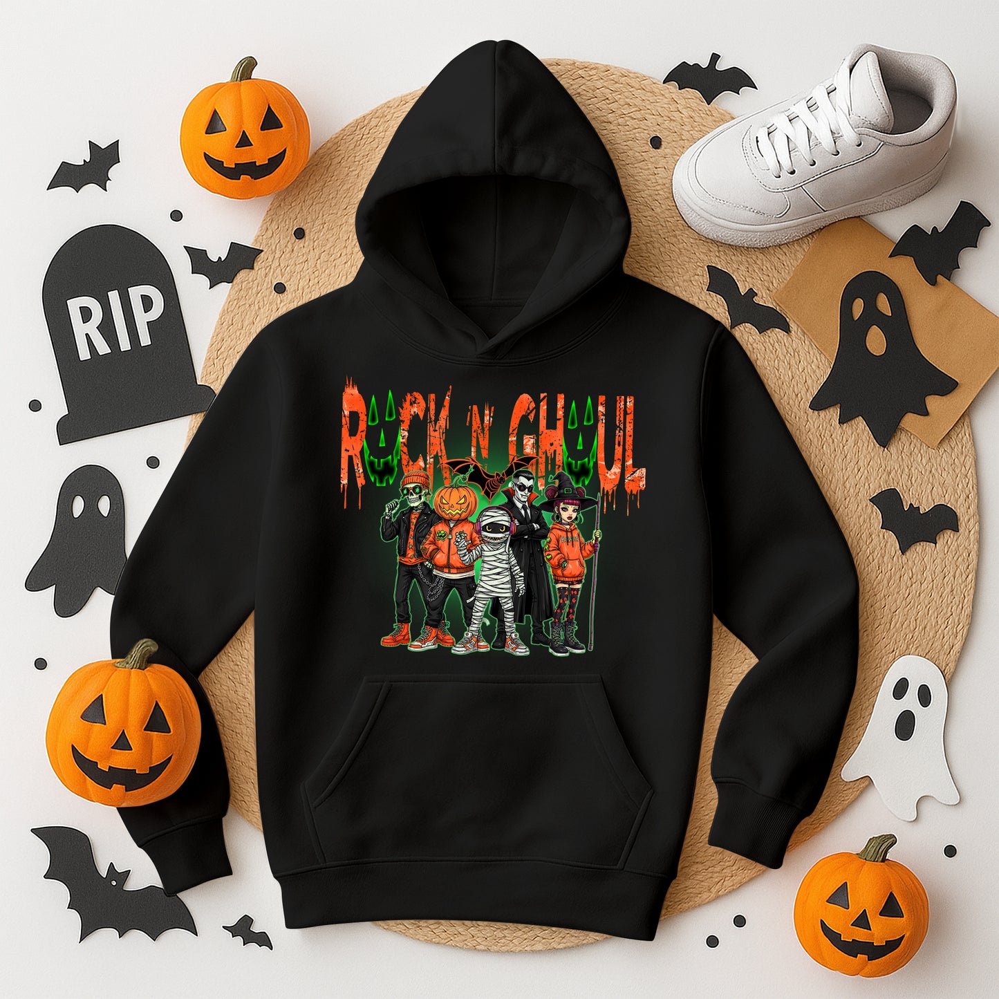 Rock 'N' Ghoul Tee - Rock Band Halloween Youth Hoodie Kid