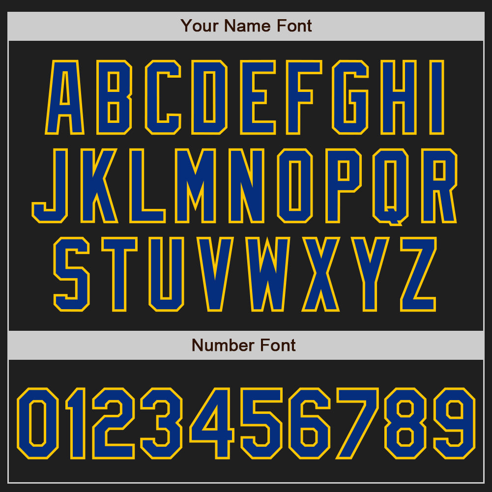 Custom Stitched Black Royal-Yellow Baseball Pullover Sweatshirt Hoodie