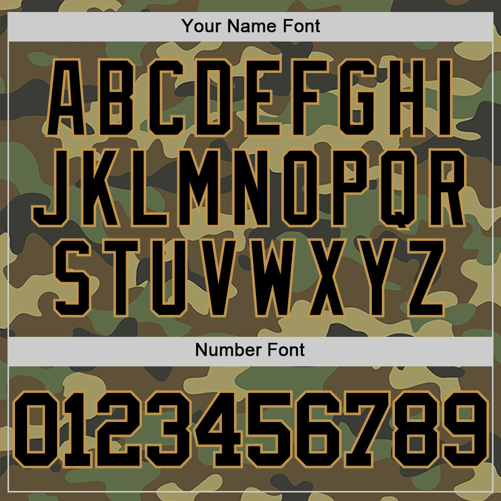 Custom Camo Black-Old Gold Authentic Salute To Service Basketball Jersey