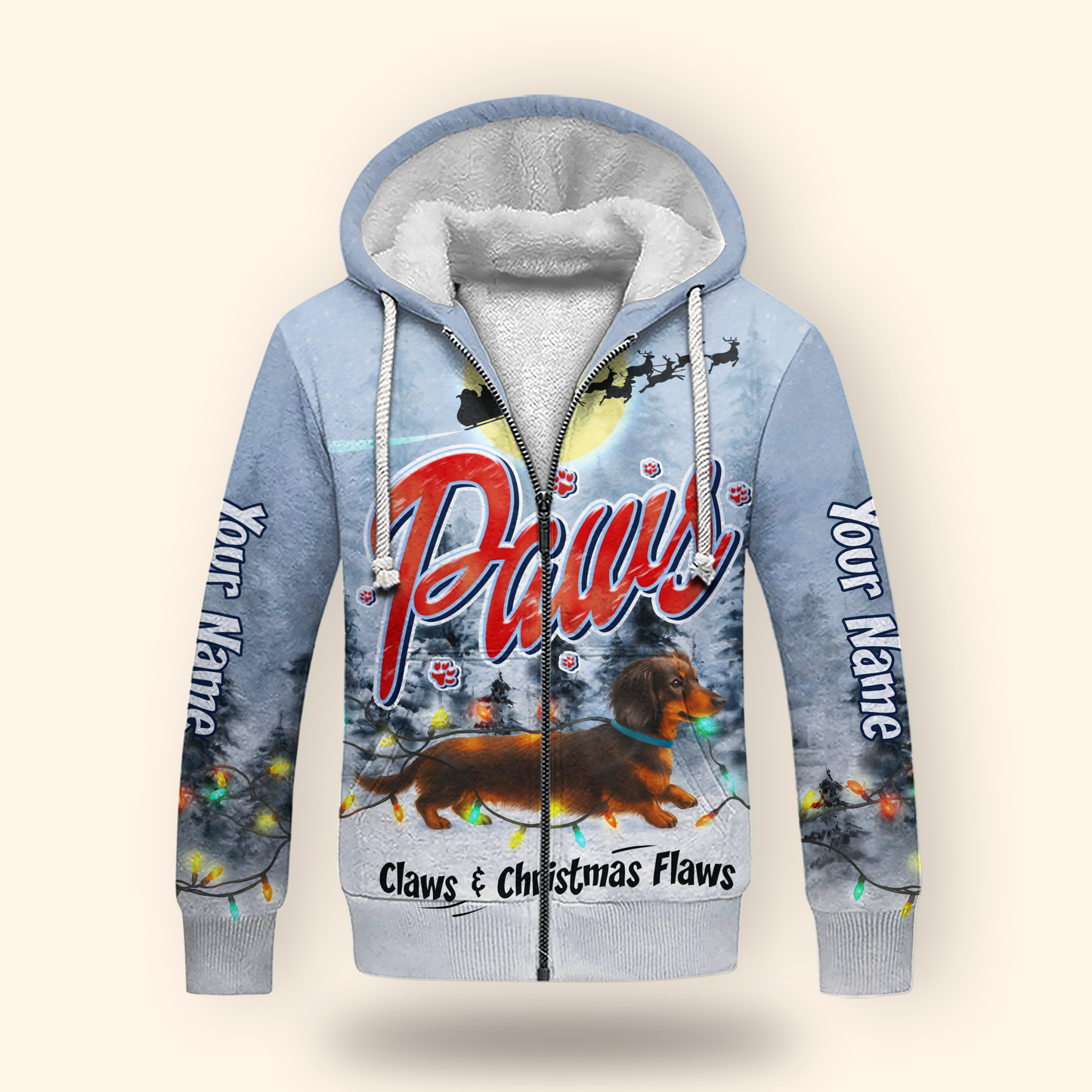 Paws Claws & Christmas Flaws Hoodie – Personalized Dachshund Christmas Dog Lover Gift