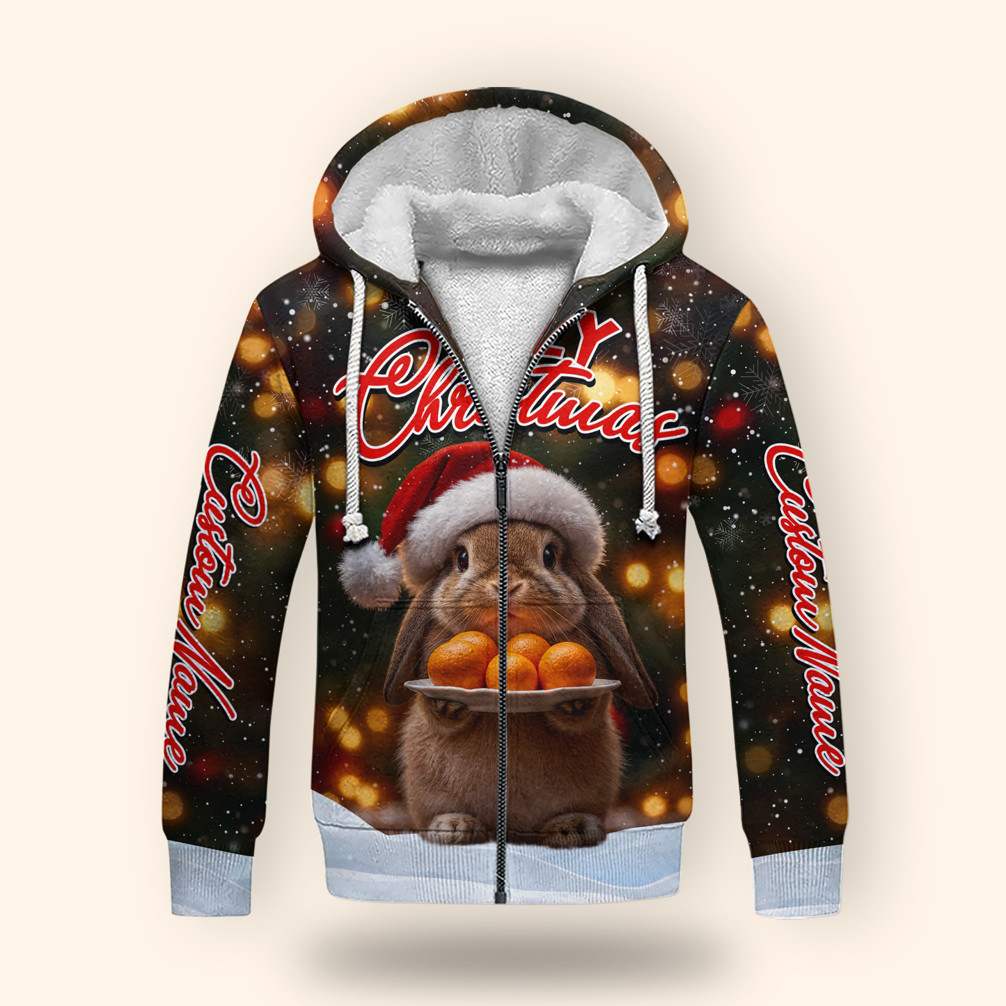 Cozy Christmas Bunny Hoodie – Cute Rabbit Holiday Zip Up