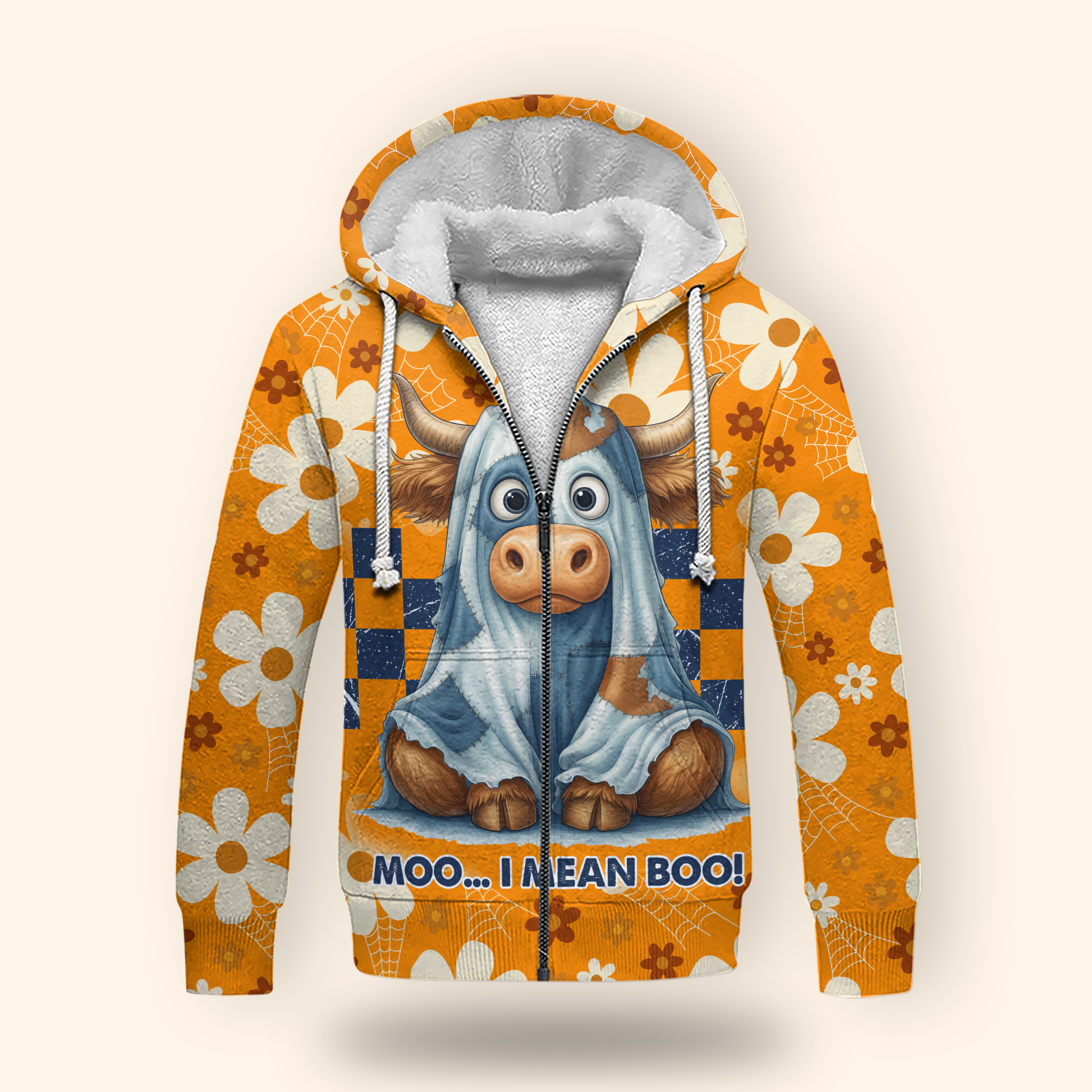 Personalized Cow Halloween Hoodie – Moo I Mean Boo Funny Zip Up Sweatshirt, Custom Choo