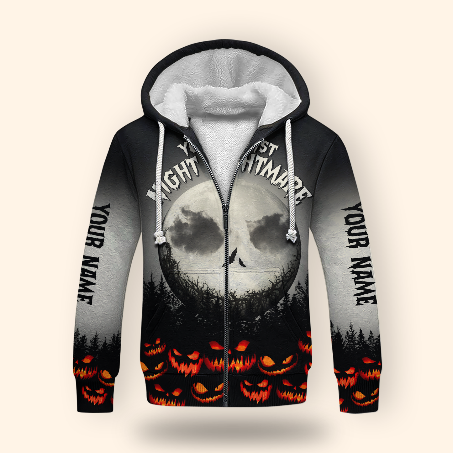 Personalized Halloween Hoodie – Your Worst Nightmare Full Moon Zip Up, Custom Choo
