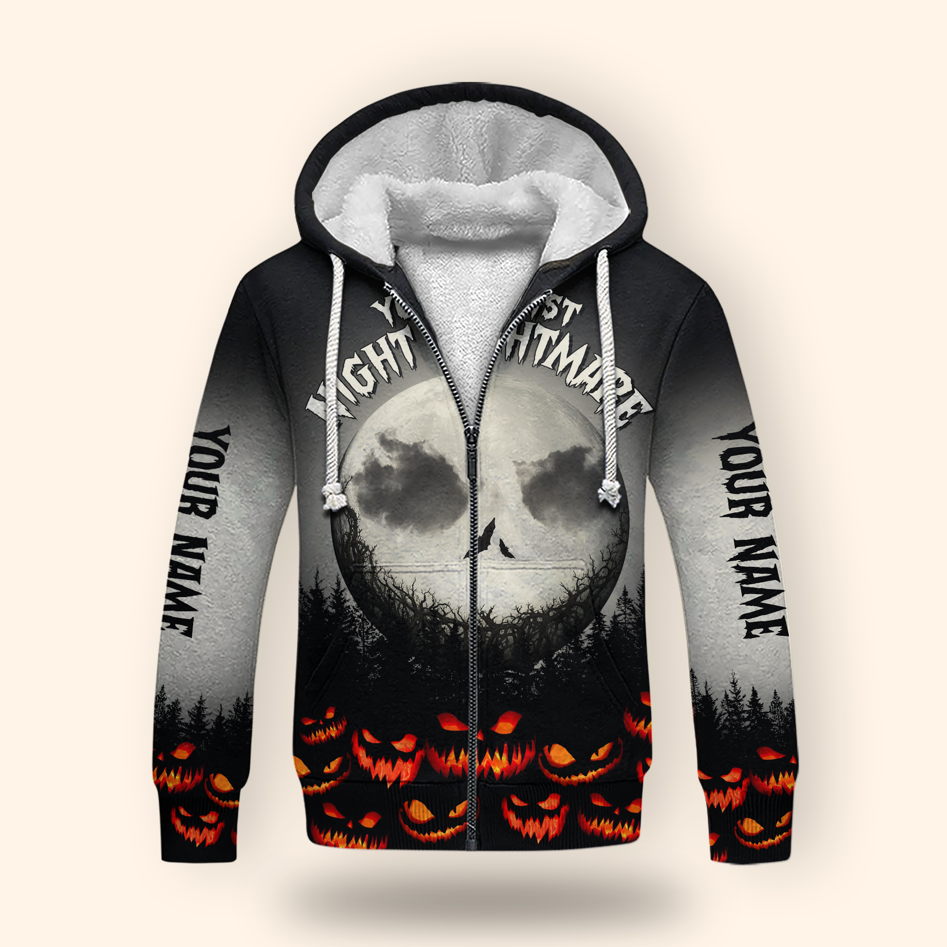Personalized Halloween Hoodie – Your Worst Nightmare Full Moon Zip Up, Custom Choo