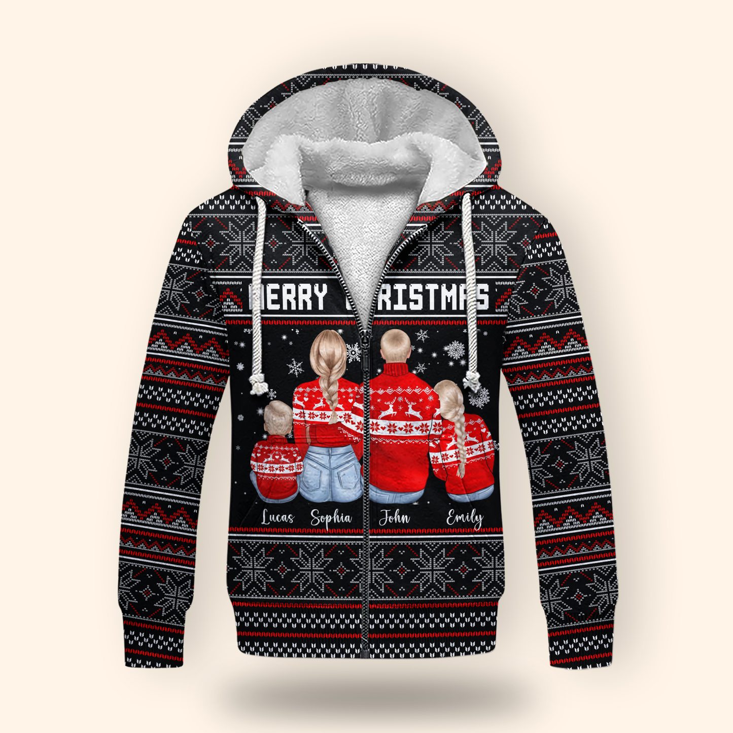 Personalized Family Christmas Hoodie – Custom Name Matching Holiday Outfit